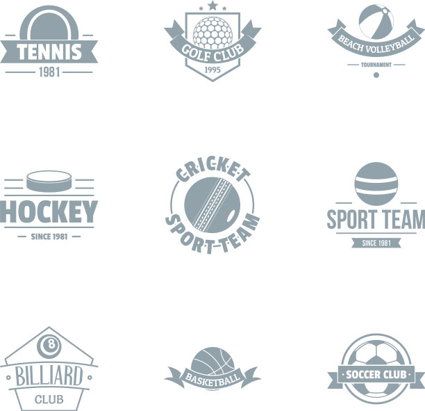 曲棍球标志设置简单的风格图片下载