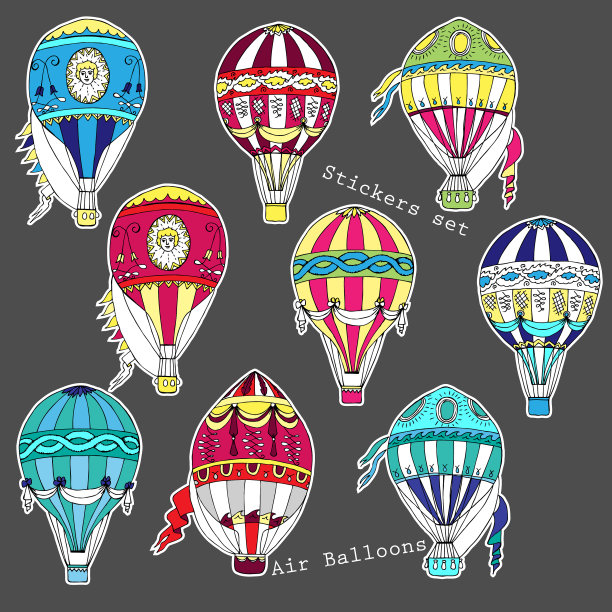 彩色气球贴纸套装图片下载