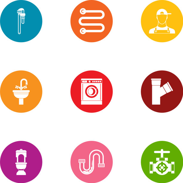 阻塞图标设置平面风格图片下载