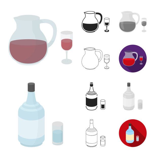 酒精类型，卡通，黑色，扁平，单色图片下载
