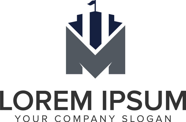 城堡标志用字母m设计概念模板图片下载
