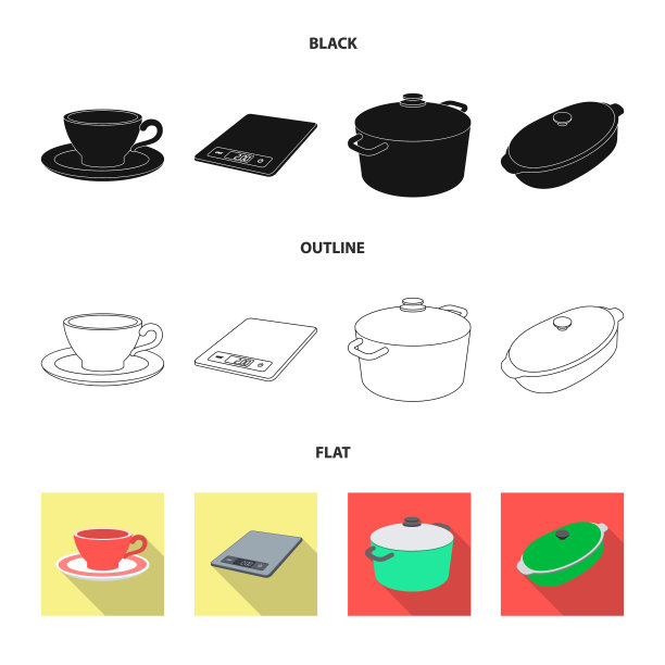 设计厨房和厨师图标集图片下载