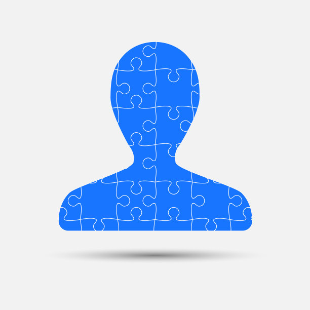 蓝色拼图剪影人拼图图片下载