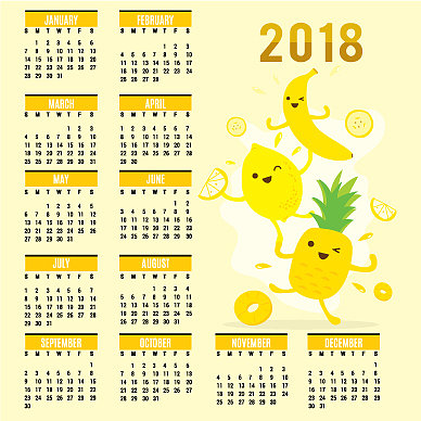 计划日历2018水果可爱卡通图片下载