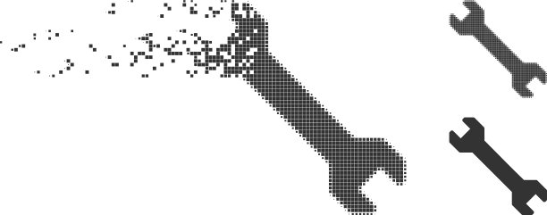 损坏的像素半色调扳手图标图片下载