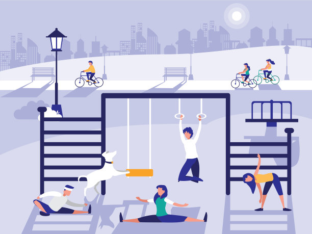 人们在公园与操场孤立的图标图片下载