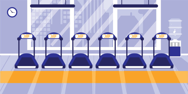 一套跑步机运动健身房孤立的图标图片下载