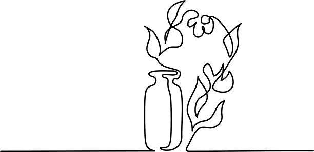 化妆香薰瓶和花卉线条艺术图片下载