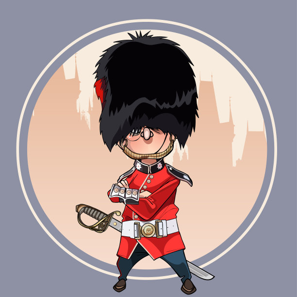 卡通士兵的皇家卫队站在他图片下载