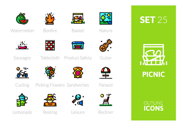 轮廓颜色图标集图片下载