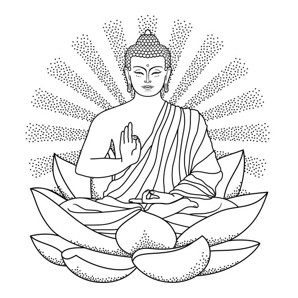 佛祖坐在荷花上，光芒四射图片下载