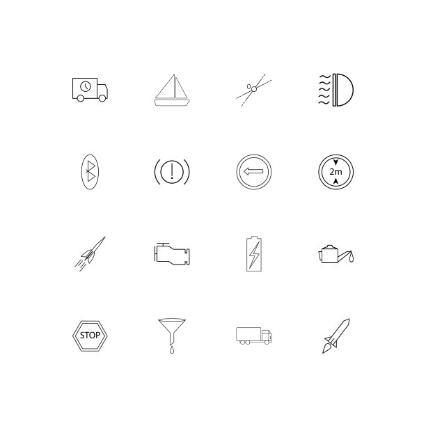 汽车和交通的简单线性图标集图片下载