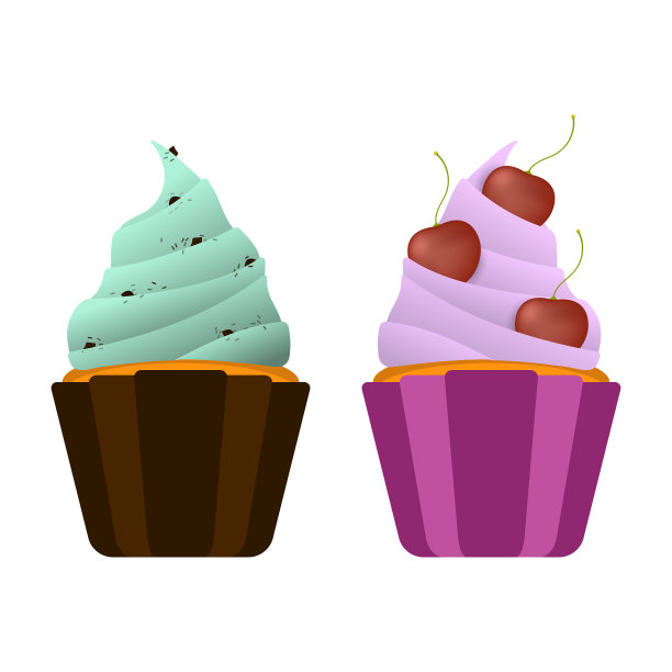 松饼配巧克力片和樱桃图片下载