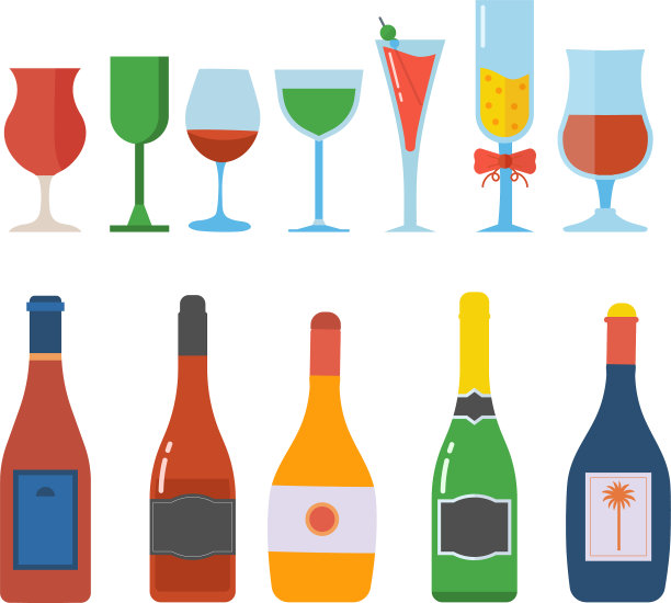 酒瓶子和玻璃杯图片下载