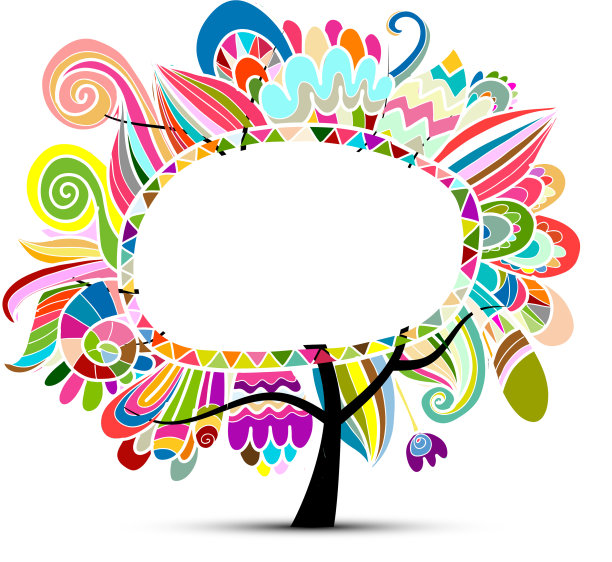 花卉魔法树草图为您的设计图片下载