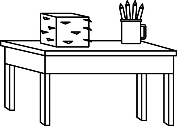 文件堆在桌子上，铅笔在杯子里图片下载