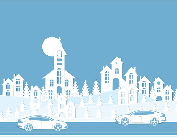 城市景观房屋汽车的图形图片下载