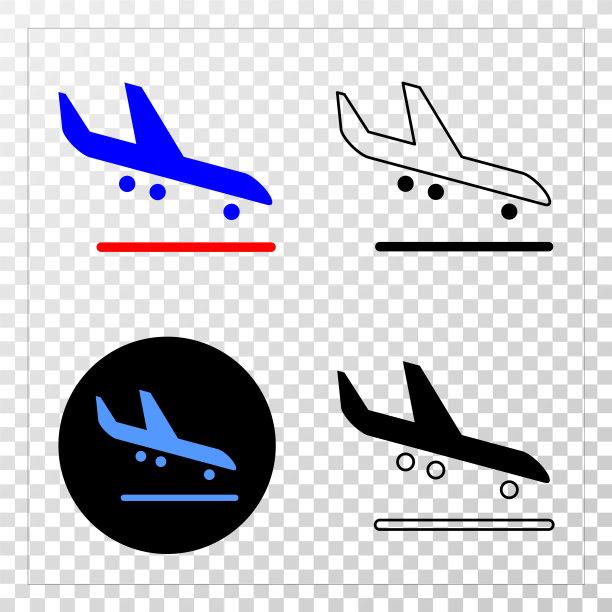 飞机到达eps图标与轮廓图片下载