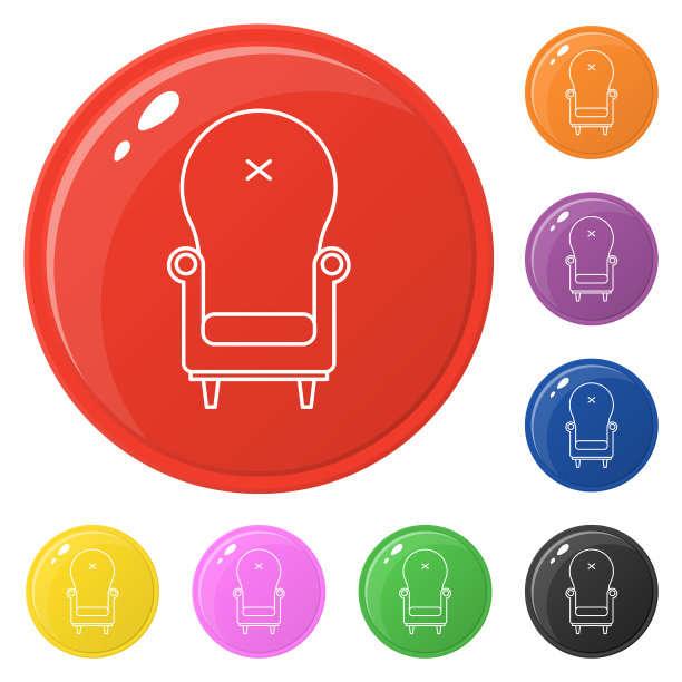 扶手椅图标设置8颜色隔离在白色图片下载