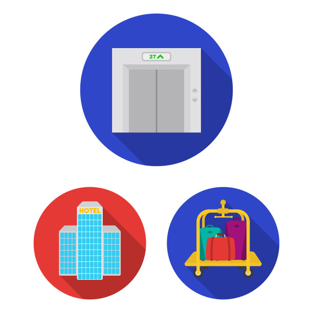 酒店和设备平面图标集合图片下载