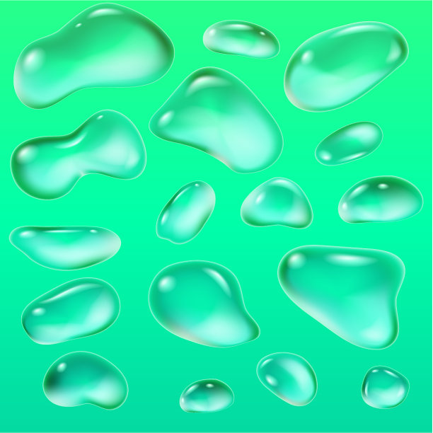 现实的雨滴在绿色的背景图片下载