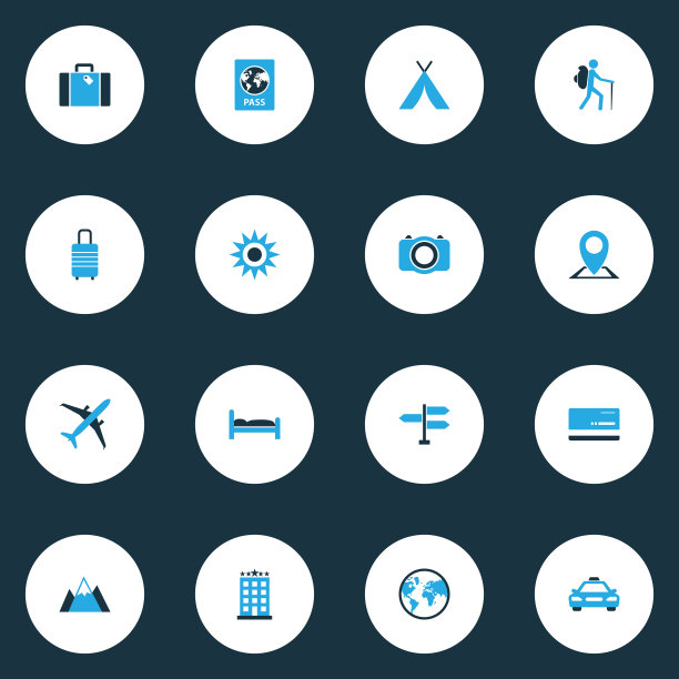 旅行彩色图标集合护照图片下载