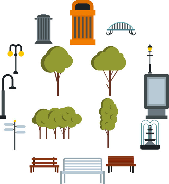 公园图标设置扁平风格图片下载