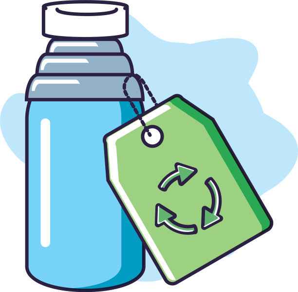 瓶子和标签广告与回收箭头图片下载