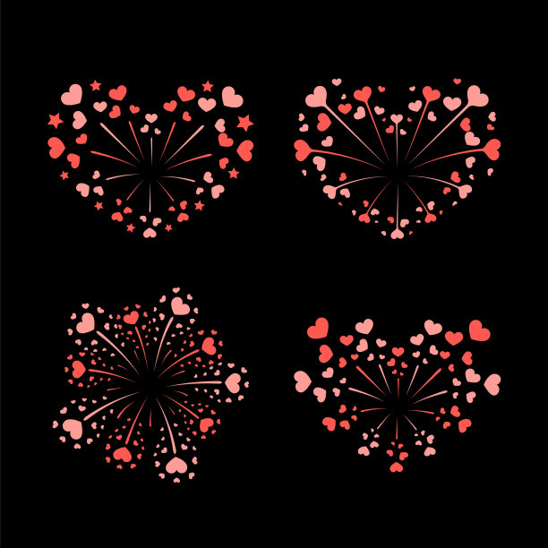 美丽的烟花集心明亮浪漫图片下载