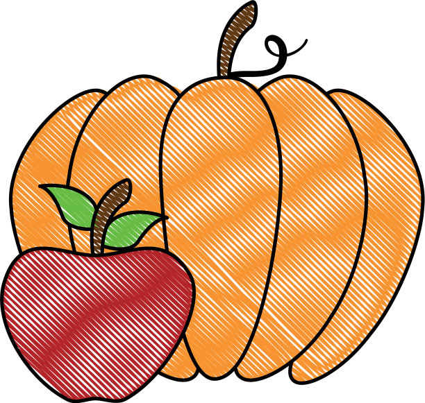 南瓜和苹果新鲜分离的图标图片下载