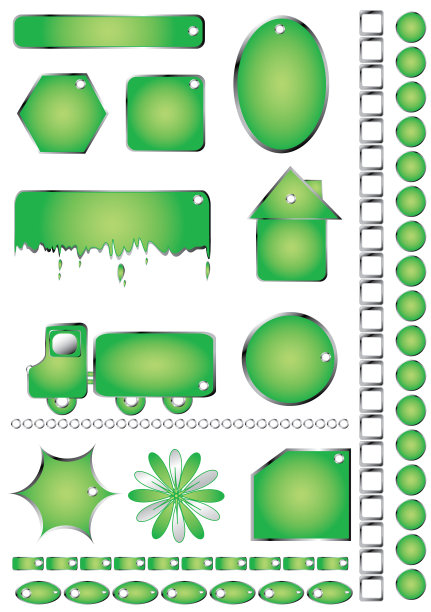 设置绿色形状对象孤立的白色文本图片下载