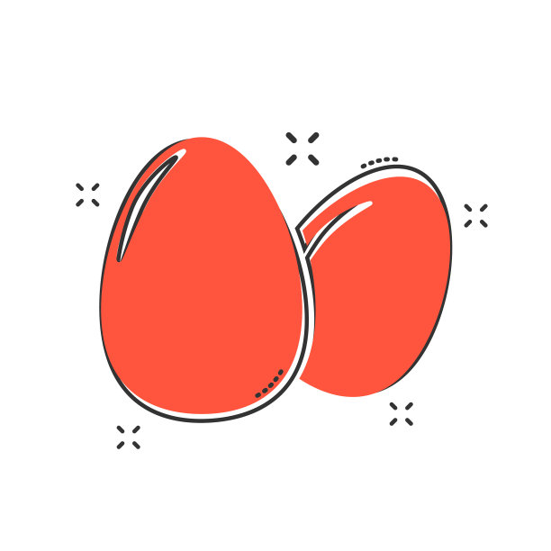 卡通蛋图标在漫画风格蛋壳标志图片下载