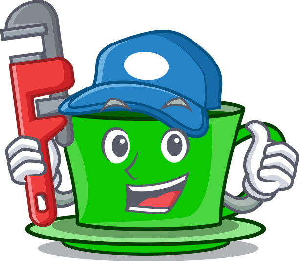 水管工绿茶卡通吉祥物图片下载