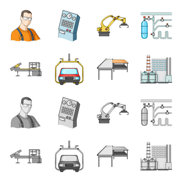 汽车工业和其他网页图标的卡通图片下载