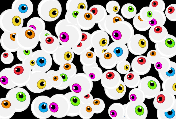 万圣节眼球背景彩色卡通图片下载