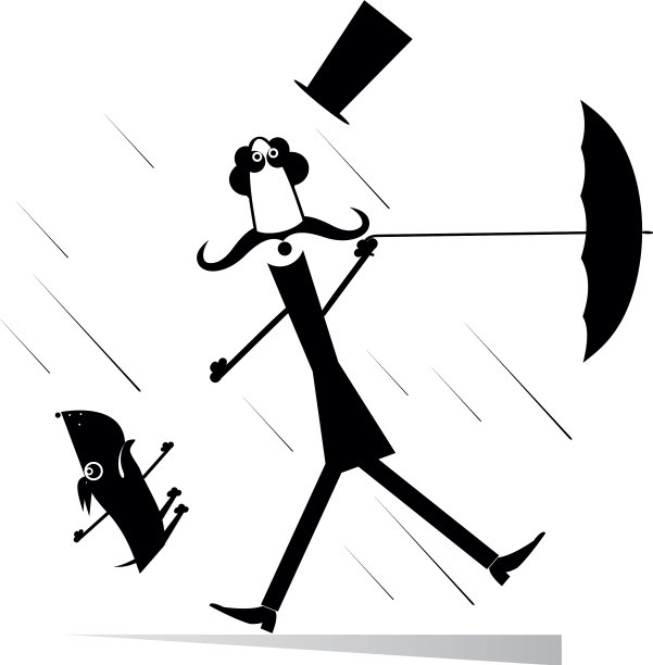 大风胡子男人在大礼帽与umbr图片下载