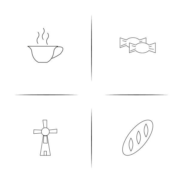 食物和饮料线性简单图标设置轮廓图标图片下载