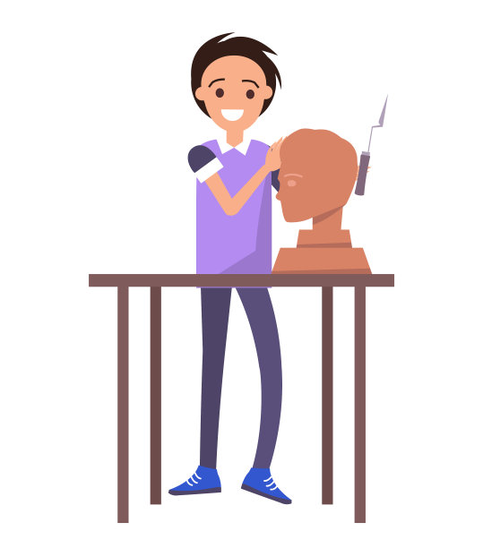 快乐的陶工和男性半身雕塑图片下载