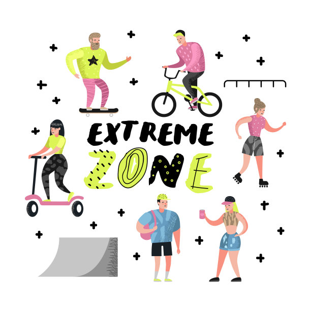 极限运动，卡通，青少年滑板图片下载