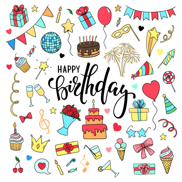 大套手绘涂鸦卡通对象和图片下载