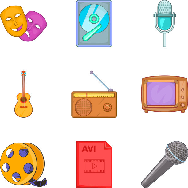 音乐安排图标设置卡通风格图片下载