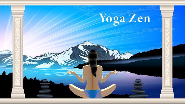 瑜伽禅宗早晨在山上图片下载