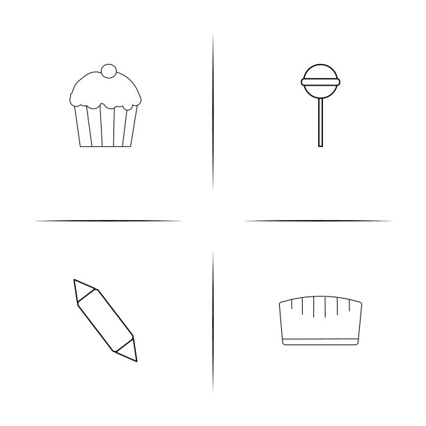 食物和饮料线性简单图标设置轮廓图标图片下载