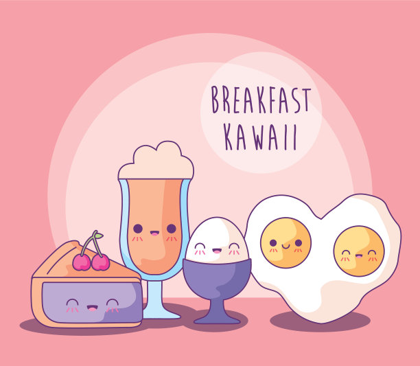 设定美味可口的早餐卡哇伊风格图片下载