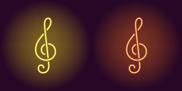 黄色和橙色的霓虹灯图标图片下载