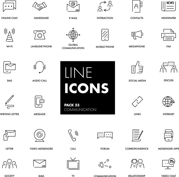 线条图标设置通信图片下载