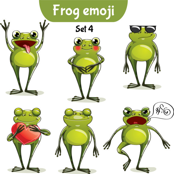 一套可爱的青蛙人物设置4图片下载