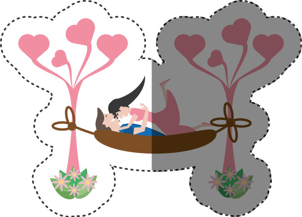 情侣爱吊床休闲阴影图片下载