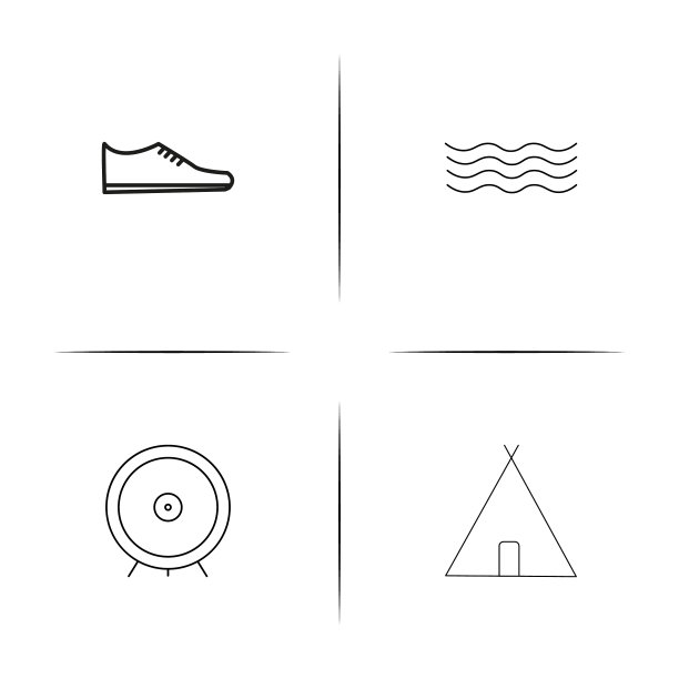 运动健身和娱乐简单的线性图标图片下载