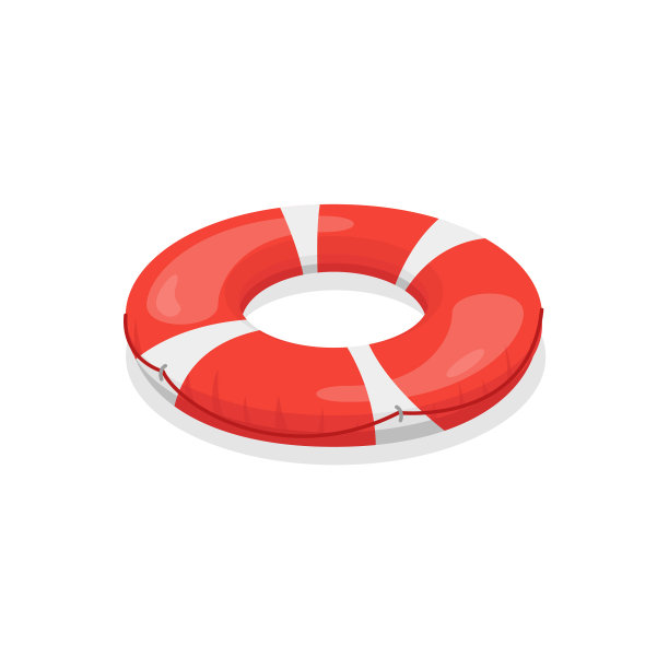 卡通色彩的游泳环上有一个红色的白色图片下载